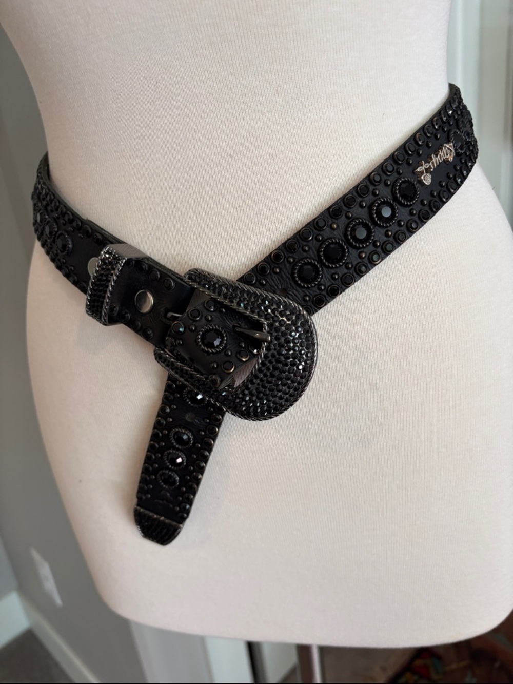 Kippys Black Swarovski crystal Embellished Western Belt. 30”